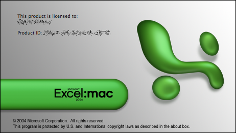 Excel 2004 for Mac Splash Page (2004)